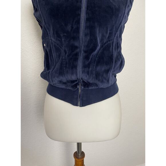 Jill Stuart Jeans Hoodie Velour Zip Front Sleeveless Stretch Knit - Picture 3 of 7